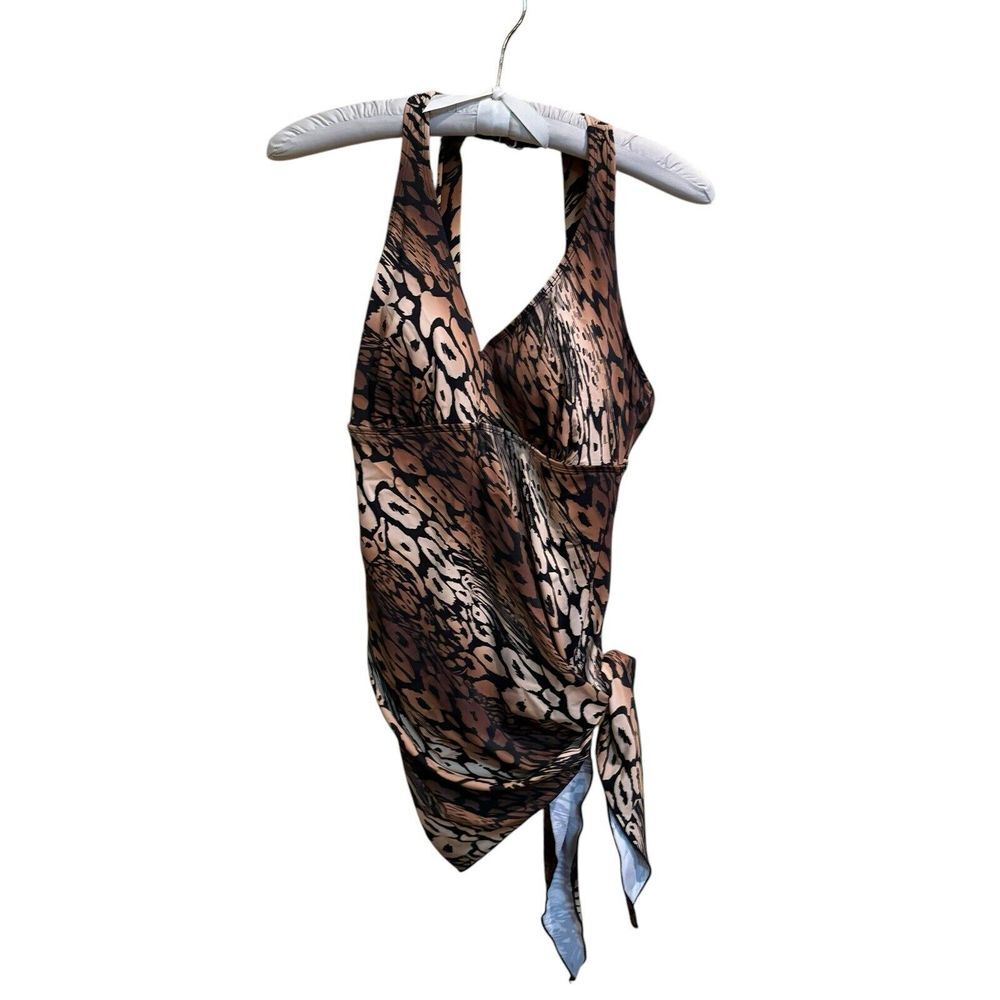 Swimsuits For All Women's Size 14 Leopard Print Swim dress‎ Size 14 Side Tie